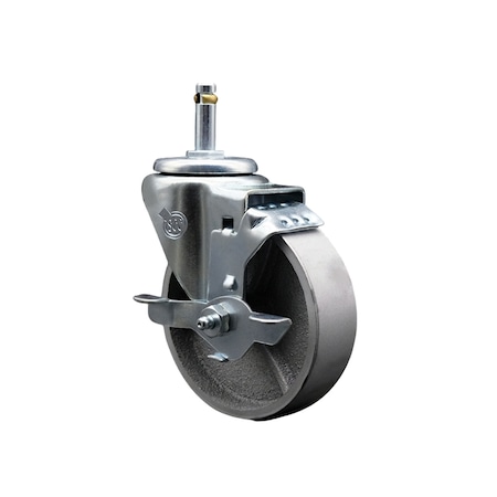 Service Caster Semi Steel Swivel Grip Ring Caster 4'' Wheel & 7/16'' Stem w/Brake SCC-GR20S415-SSR-TLB-716138